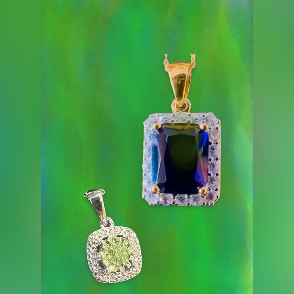 BUNDLE OF AUTHENTIC SAPPHIRE AND DIAMOND PENDANTS